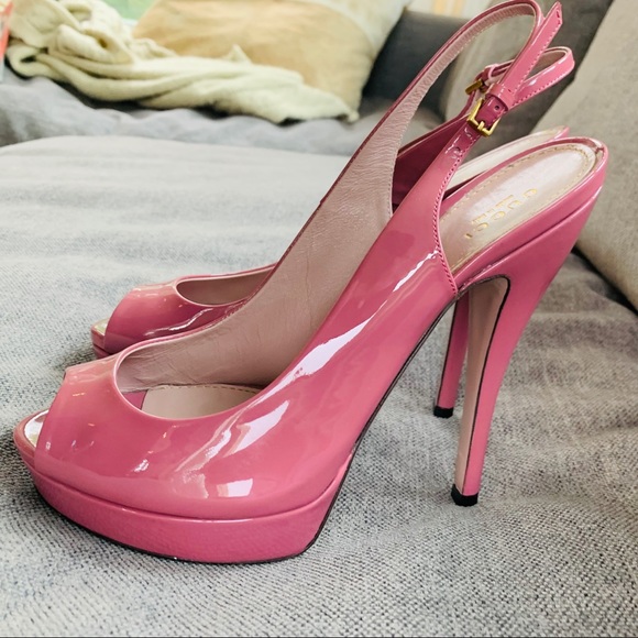 Gucci Rose Patent Leather Sling-Back - Picture 5 of 6